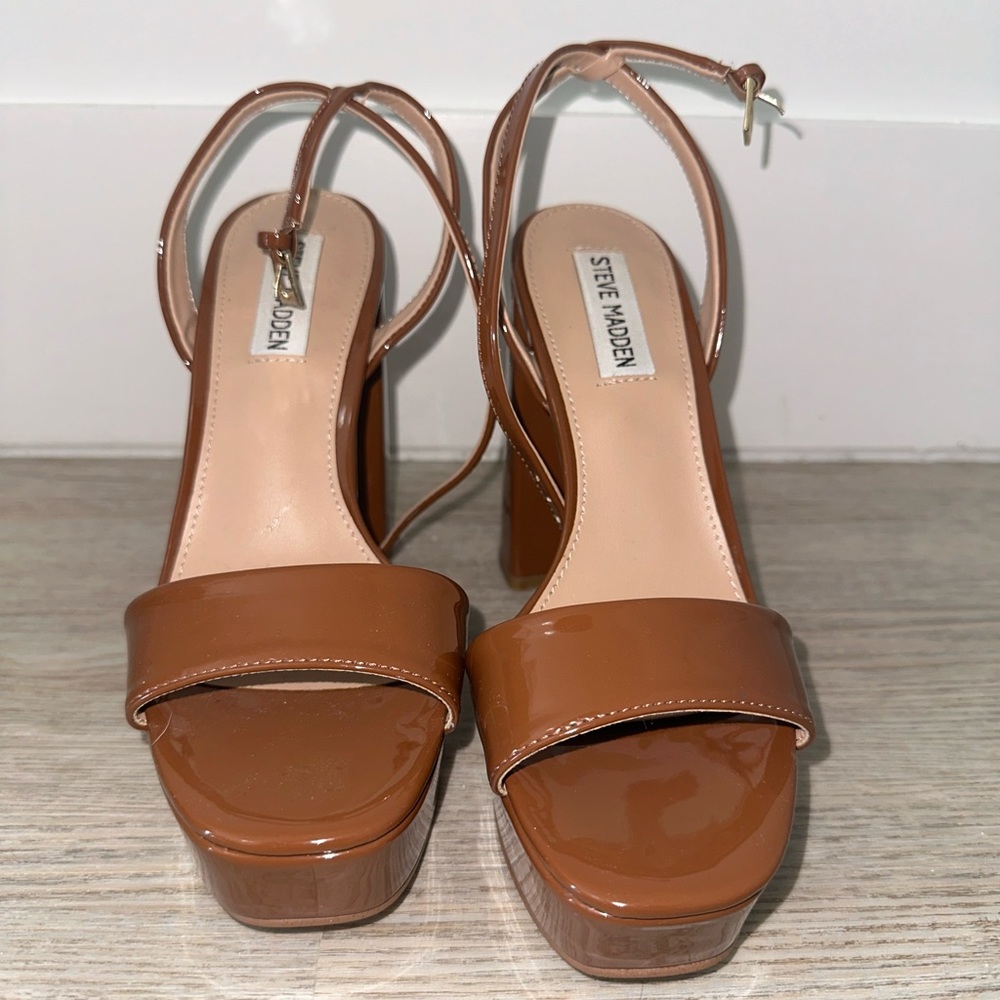 Brown platform heels